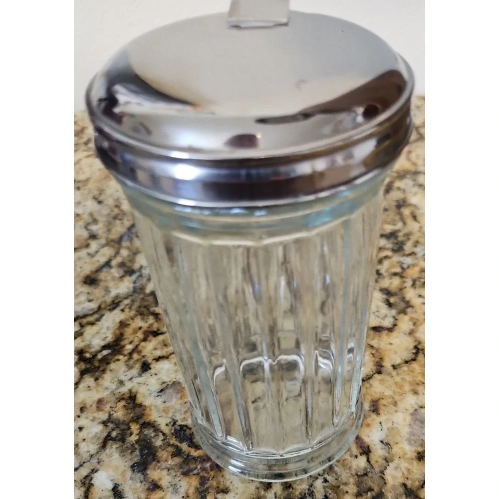 Vintage Ribbed Clear Glass Sugar Shaker Dispenser - 5.5